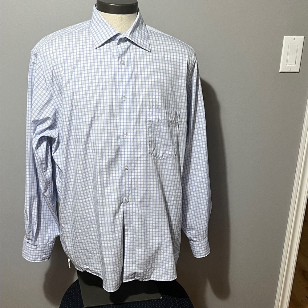 Arrow Men's Light Blue and White Checked Dress Shirt
